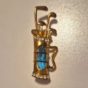 Golf Bag Brooch with gemstone accent